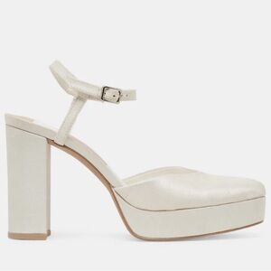 Dolce Vita Cream Platform Shoes with Ankle Strap